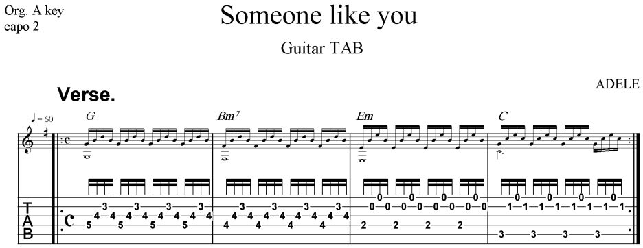 someone like you tab pdf